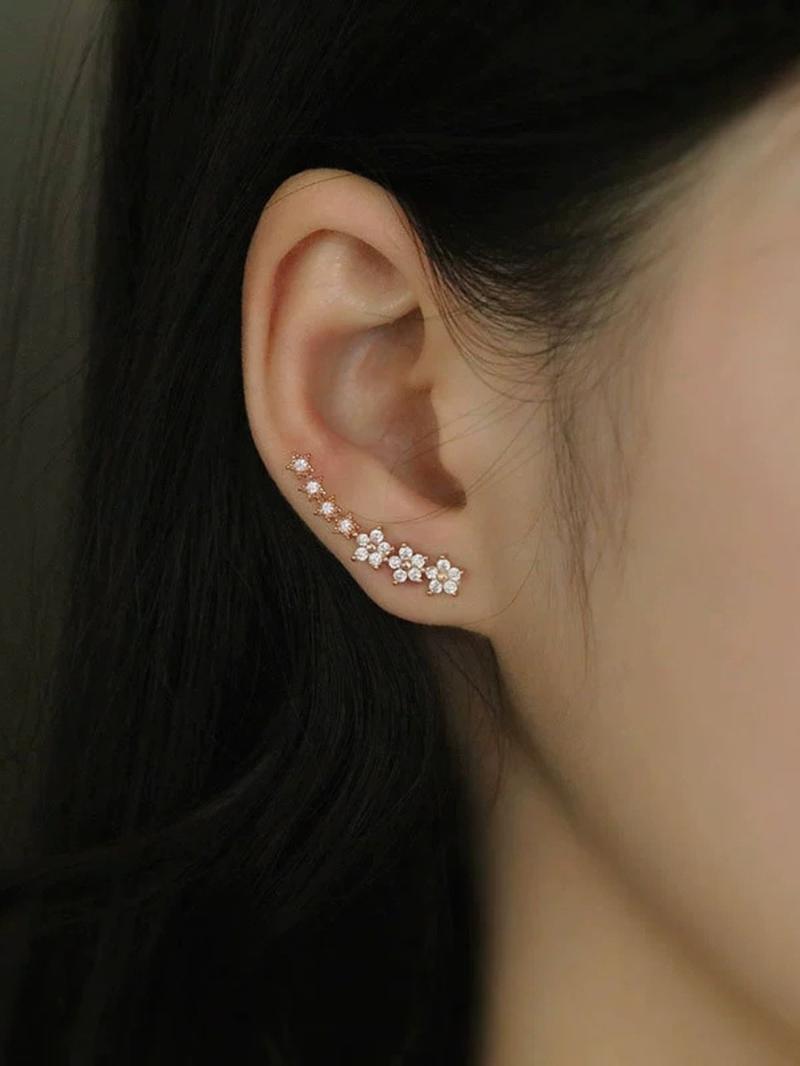 Rhinestone Decorated Earrings, Elegant Cute Earrings for Women & Girls, Fashion Jewelry for Party, Daily Decor, Trendy All-match & Exquisite Jewelry for Birthday Gift, Stud Earring Jewelry