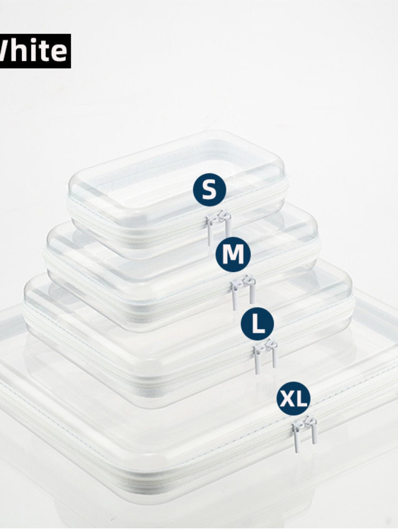 Advanced Transparent Hard Shell Zipper Case Set, 4-Piece PVC Storage Box, Portable Travel Organizer for Tools and Small Items