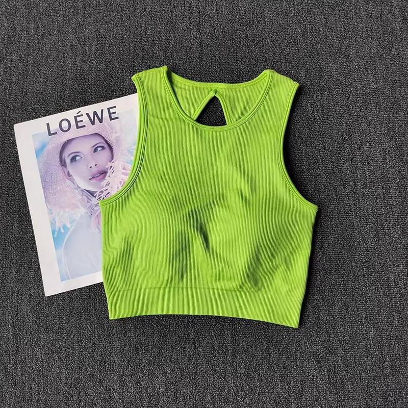 Fixed Cup Yoga Tank Top, Sexy Cross Back Outdoor Sports Gym Shirt, Sleeveless Running Outerwear, Women's Workout Clothing