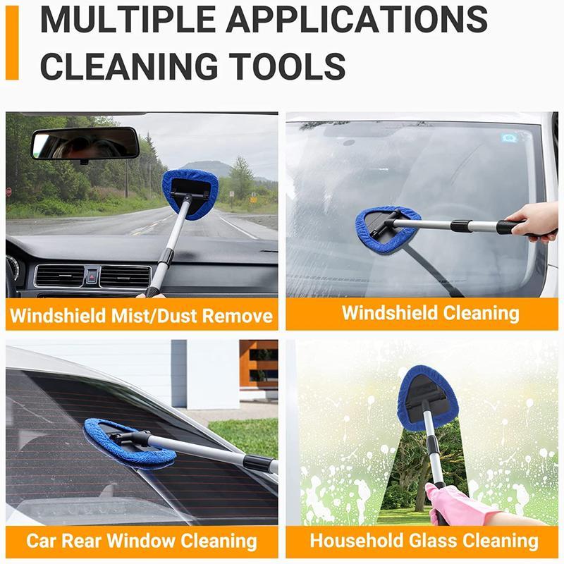 Windshield Cleaner Tool with Extendable Handle,Portable Car Interior Window Cleaning Kit , 3Microfiber Towel Pads, Auto Glass Wiper for Windshield, Trucks, SUVs, RVs, and Home Windows Windshield Cleaner Tool with Extendable Handle,Portable Car Interior Window Cleaning Kit , 3Microfiber Towel Pads, Auto Glass Wiper for Windshield, Trucks, SUVs, RVs, and Home Windows