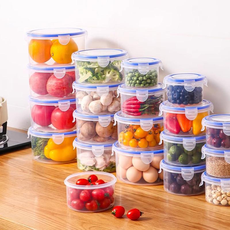 6-Pack Round Food Storage Boxes, Refrigerator-Specific Round Pastry Storage Boxes, Food Storage Containers, Simple, Clean, Hygienic, Stackable, Transparent, Leak-Proof Containers, Bento Boxes