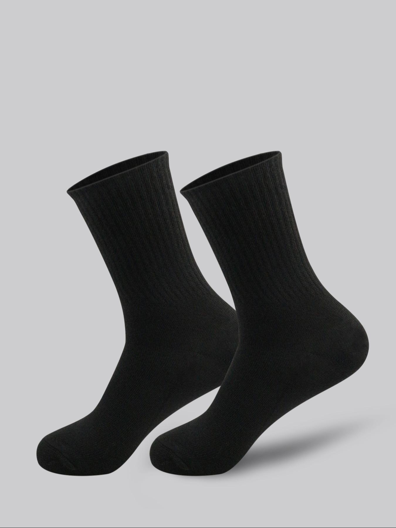 Men's High-Waisted Breathable Mid-Calf Sports Socks, Athletic Socks, Plain Casual Fitted Socks for All Seasons, 5/10 Pairs