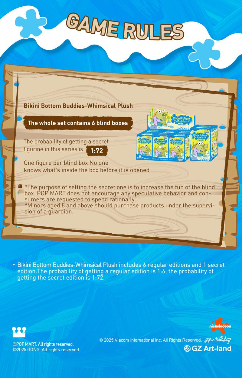 POP MART Bikini Bottom Buddies - Whimsical Plush Blind Box, Collectible Toys, Valentine’s Day Gifts