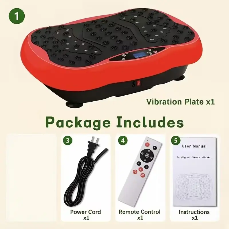 The vibrating board fitness machine with a remote control is suitable for fat reduction, full-body exercise, fitness equipment, foot massage, pain relief, and can also be used for home office work.