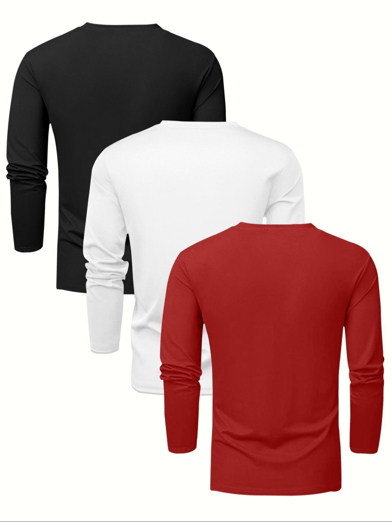 Men's 3-Piece Knit Bull Print Round Neck Long Sleeve T-Shirt Set, Graphic, Fitted Casual Fashion, Soft Handfeel, Comfortable Streetwear