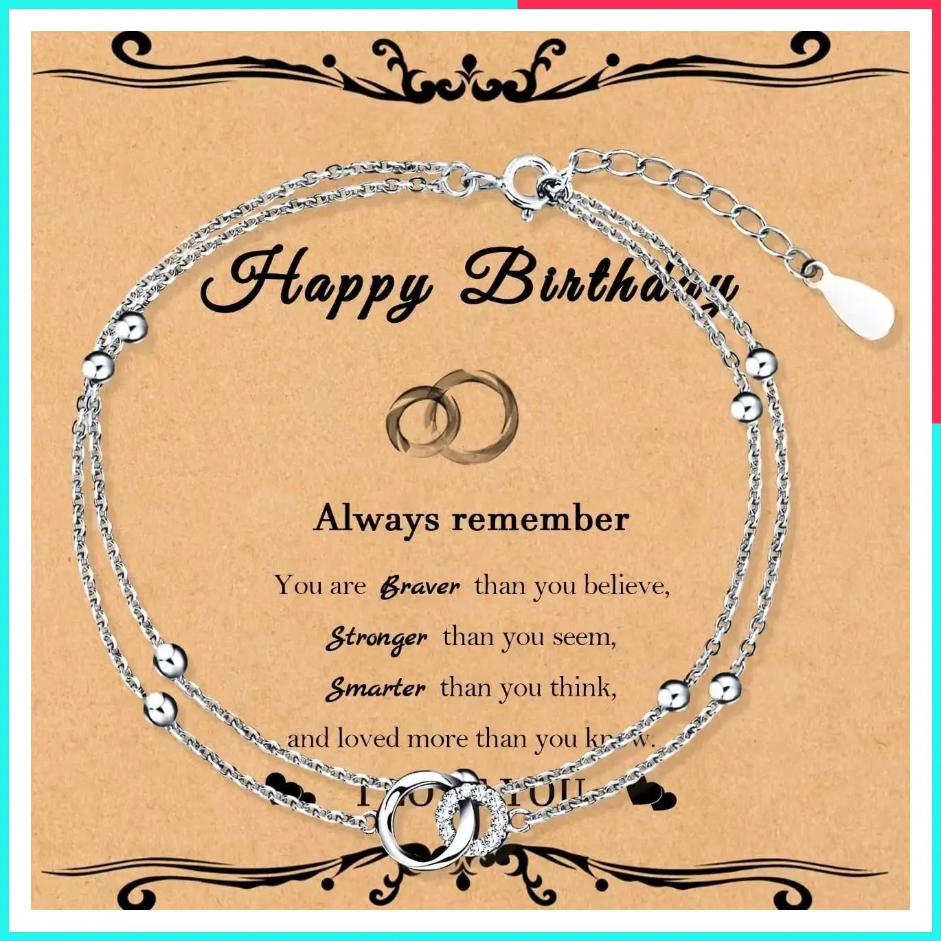 Stainless Steel Interlocking Circle Bracelet for Women - Adjustable 6-8in, Birthday Friendship Gift for Best Friend Sister Daughter Mom Grandma