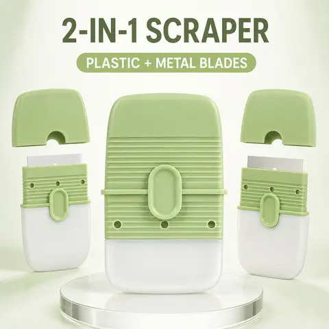 Mini Scraper with Protective Cover, Portable Dual-head Ceramic Wall Cleaner, Tile Scraper, Multipurpose Cleaning Tool for Home, Scraper Tools