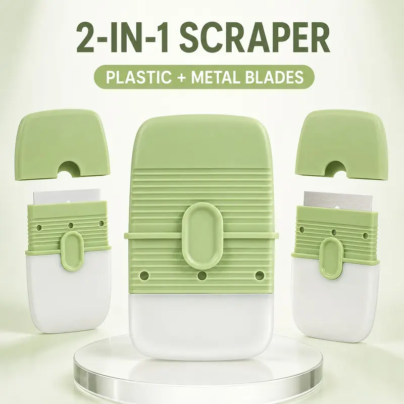 Mini Scraper with Protective Cover, Portable Dual-head Ceramic Wall Cleaner, Tile Scraper, Multipurpose Cleaning Tool for Home, Scraper Tools