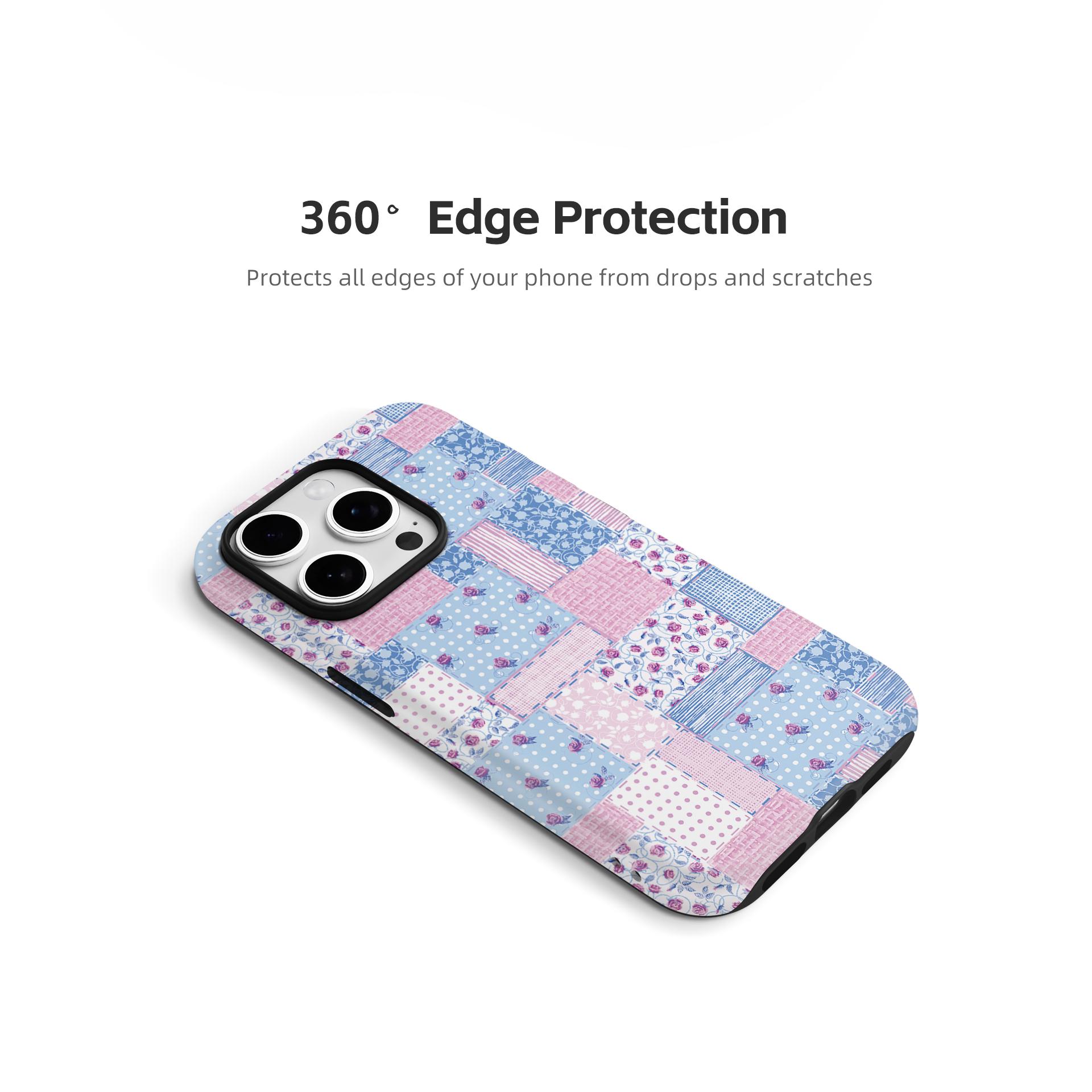 Patchwork Floral Pink Blue Polka Dot Stripes Phone Case, 2 - in - 1 PC Hard + TPU Soft (Matte/Glossy) Cover Phone, Matching Phone Cases as Gift, Funda Para Phone Case for iPhone 11 12 13 14 15 16 16e 17 Pro ProMax Air,Galaxy S26 S25 A56 A55 A17 A16 Patchwork Floral Pink Blue Polka Dot Stripes Phone Case, 2 - in - 1 PC Hard + TPU Soft (Matte/Glossy) Cover Phone, Matching Phone Cases as Gift, Funda Para Phone Case for iPhone 11 12 13 14 15 16 16e 17 Pro ProMax Air,Galaxy S26 S25 A56 A55 A17 A16