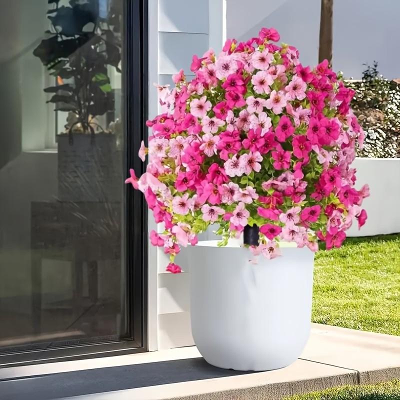 2 sets, high-quality outdoor simulation green tree belt ground stake straight plug flower, anti-ultraviolet plastic material, including ground stake bracket - suitable for garden, terrace, four-season decoration, Artificial Outdoor Flowers