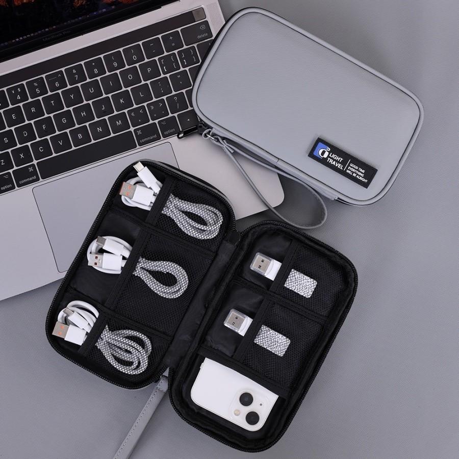 Small Dual-Layer Data Cable Organizer Bag, Mobile Power Bank U Disk U Shield Storage Pouch, Digital Electronics Accessories Case
