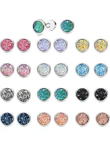 12Pairs Colorful Magnetic Stud Earrings for Women Men Atheniz Magnetology Lymphvity Germanium Earrings Faux Druzy Stud Earrings Sparkled Non-Pierced Earrings Fashionable Jewelry 8mm 10mm