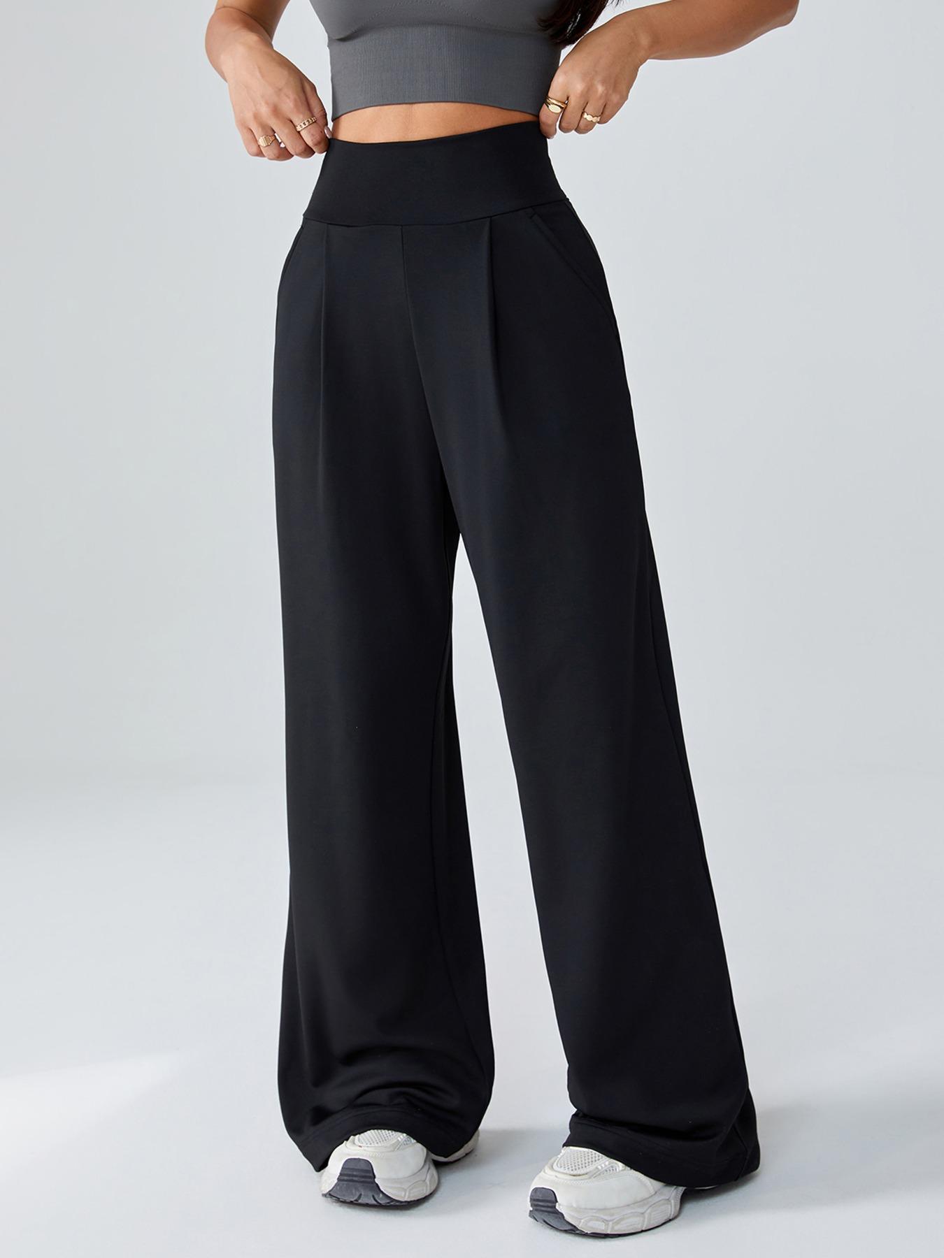 Women's High Waist Yoga Pants, Loose-Fit Casual Straight Leg Knitted Joggers, Fall & Winter Warm Sportswear, Perfect Daily Wear, Cute Gym Clothes