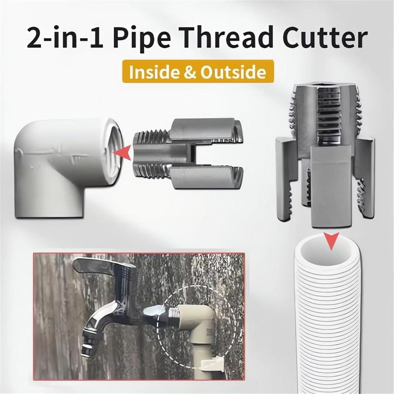 1/2'' 3/4'' PVC Pipe Thread Cutting Tool Integrated Internal & External Pipe Threading Tool Upgrade Pipe Thread Cutting Tool for Plumbing DIY Repairs 1/2'' 3/4'' PVC Pipe Thread Cutting Tool Integrated Internal & External Pipe Threading Tool Upgrade Pipe Thread Cutting Tool for Plumbing DIY Repairs