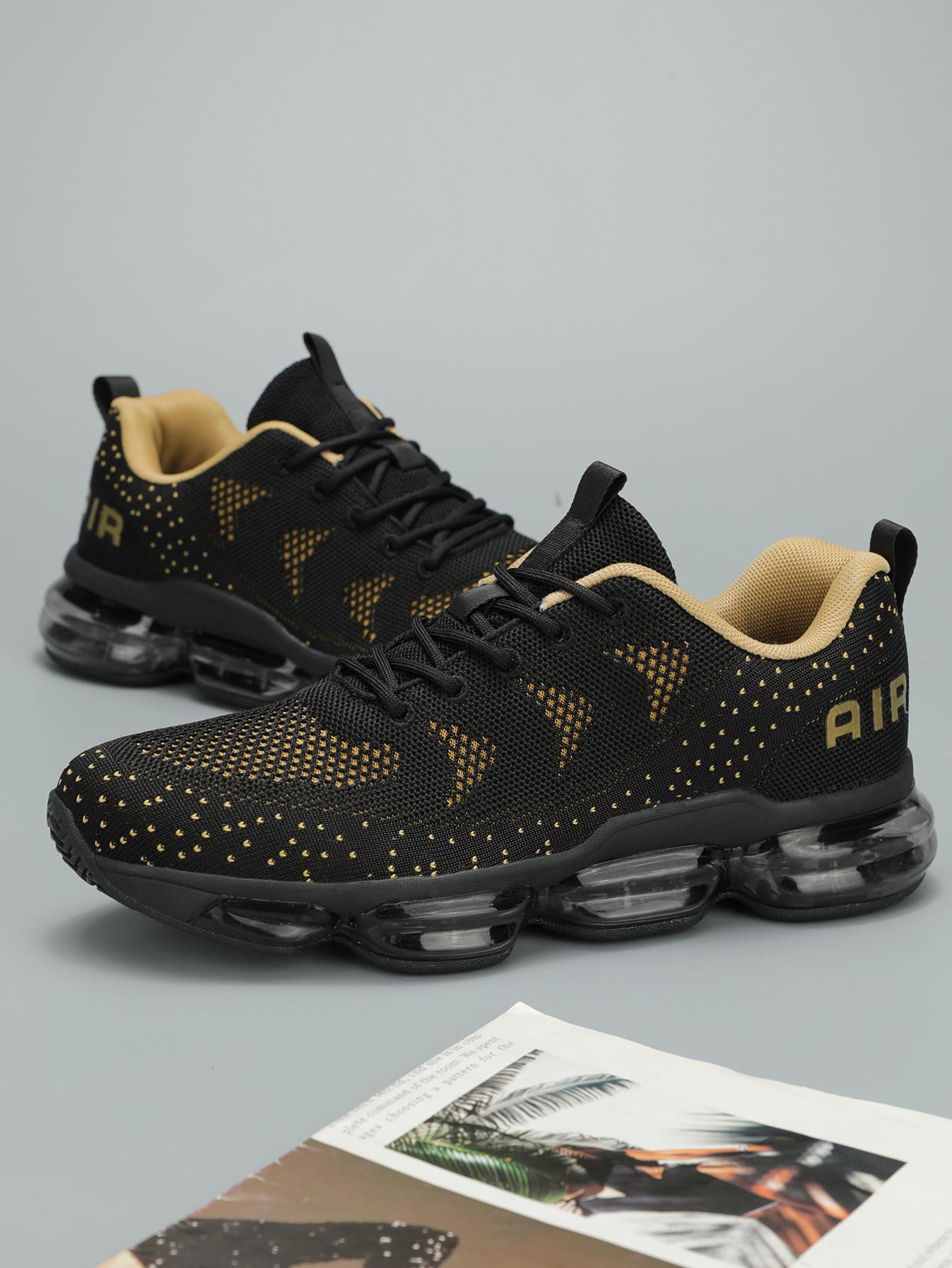 Men's Air Cushion Running Shoes Walking Jogging Fitness Gym Fashion Sneakers Lace Up Casual Comfortable Work Tennis Sport Athletic Trainers Black/Red