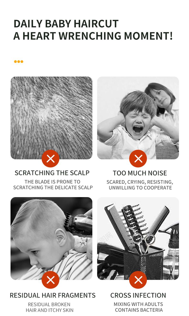 Baby Hair Clipper Trimmer for Newborns, Gentle Sounds to Reduce Fear, Easy to Use with 3 Adjustment Settings, Ideal for Trimming Baby Hair