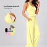 2 Piece Women's Cami Top Long Pants Sports Set Yoga Active Wear Cool Quick Dry Breathable Four Way Stretch Racerback Adjustable Drawstring Wide Leg Pants Removable Padded Yoga Outfit Gym Shopping Airport Fashion Versatile Sportswear