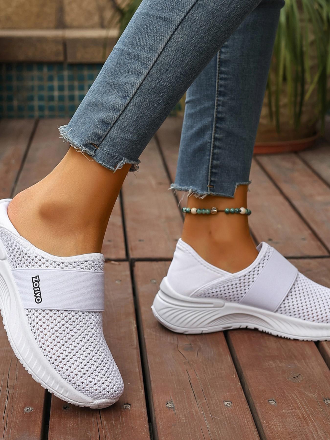 Unisex One-Step Slip-On Casual Sneakers, Lightweight Comfortable Running Shoes, Walking Shoes, Breathable Flyknit Sporty Leisure Footwear, Lightweight Slip Ons