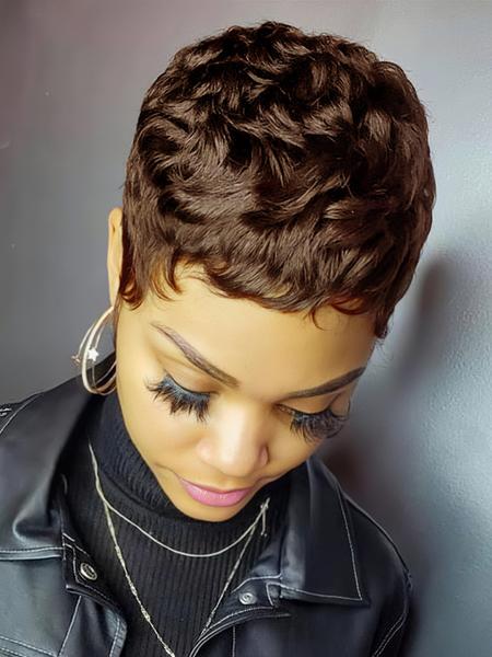 Short Pixie Cut Wigs Pixie Wig Black 99J 30# 4# Color Short Wigs for Women Short Curly Glueless Bob Wig Halloween Party