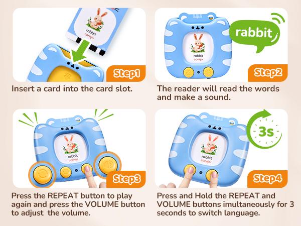 JoyCat English & Spanish Talking Flash Cards, Sight Words Game, Speech Therapy Toys, Autism Sensory Toy, Bilingual Language Toys, Phonics Flashcards