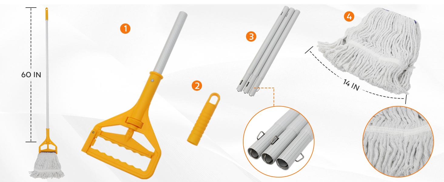 Commercial Mop Bucket with Side Press Wringer on Wheels, 35Qt,Yellow Including One Commercial Mop system