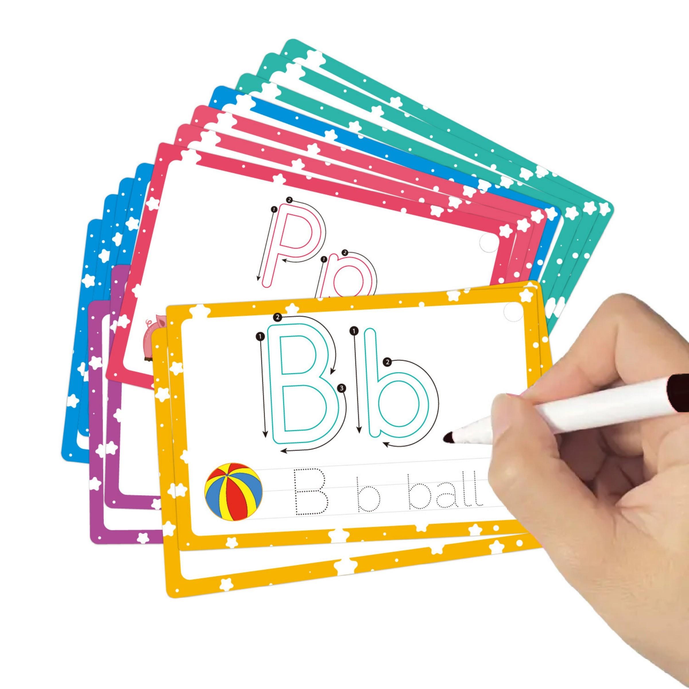Early Learning Alphabet & Numbers Flashcards, Reusable Waterproof Whiteboard Pen Set, Ideal for Kids' Home & Classroom Education