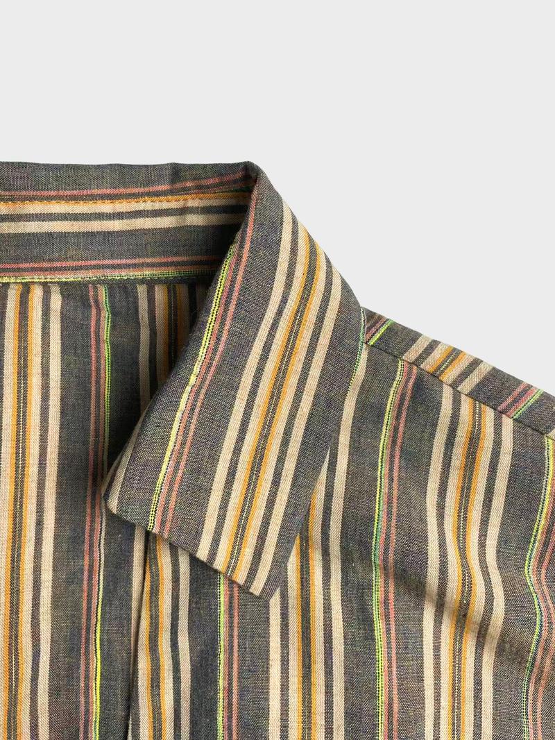 1 Piece Retro Striped Waist-Cinched Shirt Set | Euro-Hong Kong Style | Deep V Drawstring + Slim-Fit Silhouette | Elegant Pick for Daily Commute / Coffee Dates / Valentine's Day