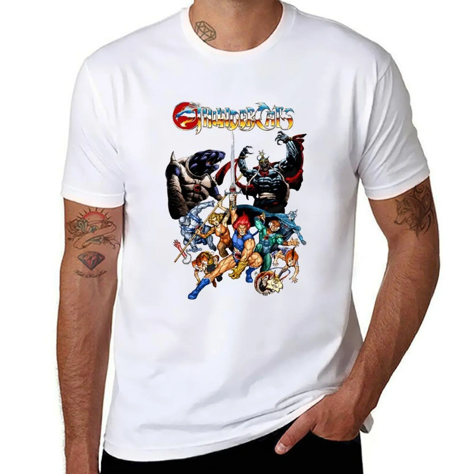 Men's Thundercats TV Series Graphic T-Shirt - Menswear Short Sleeve Fashion Casual Fit, Soft Cotton Stretchy Knit, Vibrant Bold Logo, Round Neck, Sizes S-5XL, All-Season Adult Top, Classic, Shortsleeve