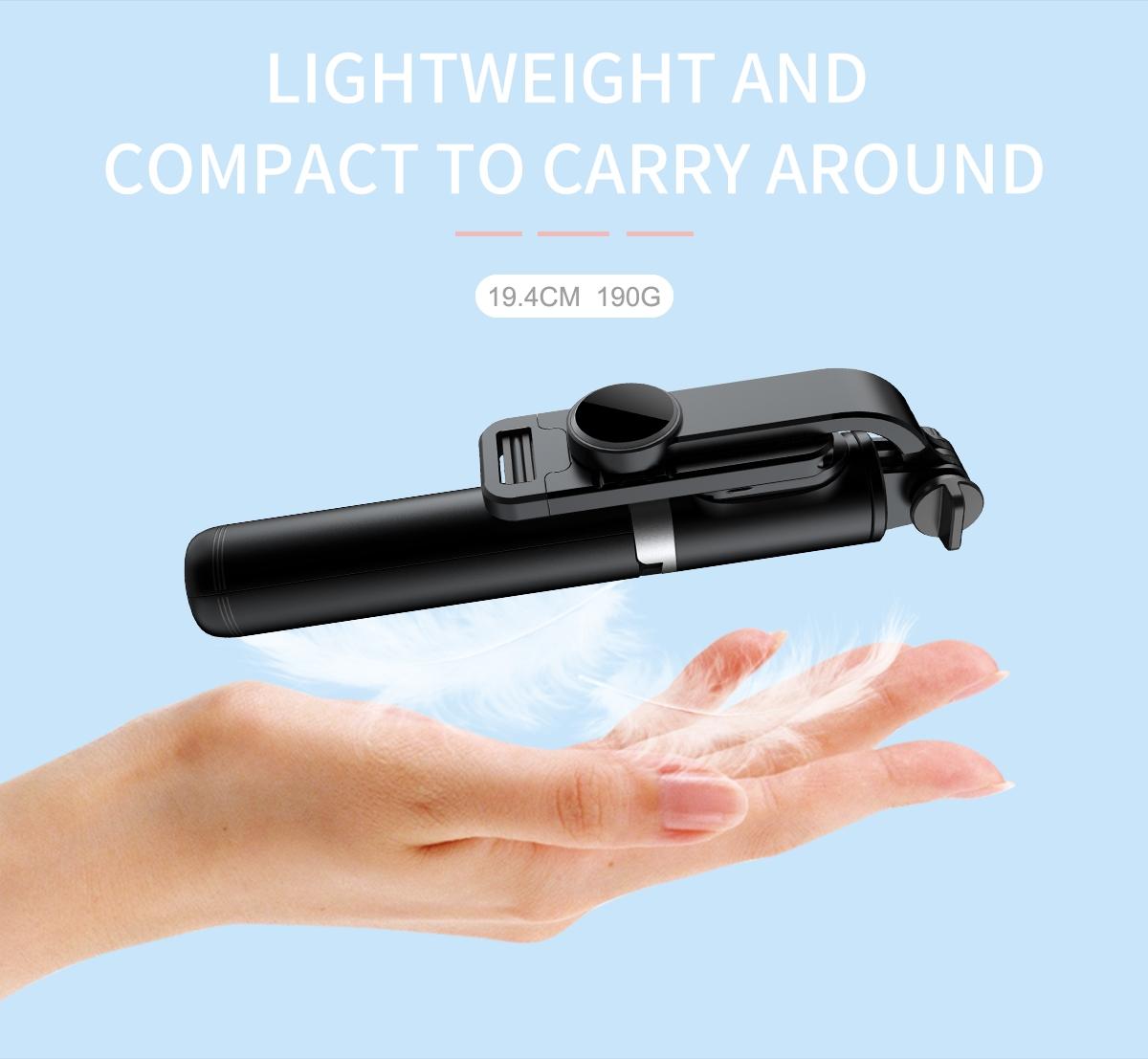 Selfie Stick Tripod Stand with Wireless Remote, 360 Degree Rotation, Extends to 101.6 Cm, Abs Material, Battery Powered, Travel and Photography