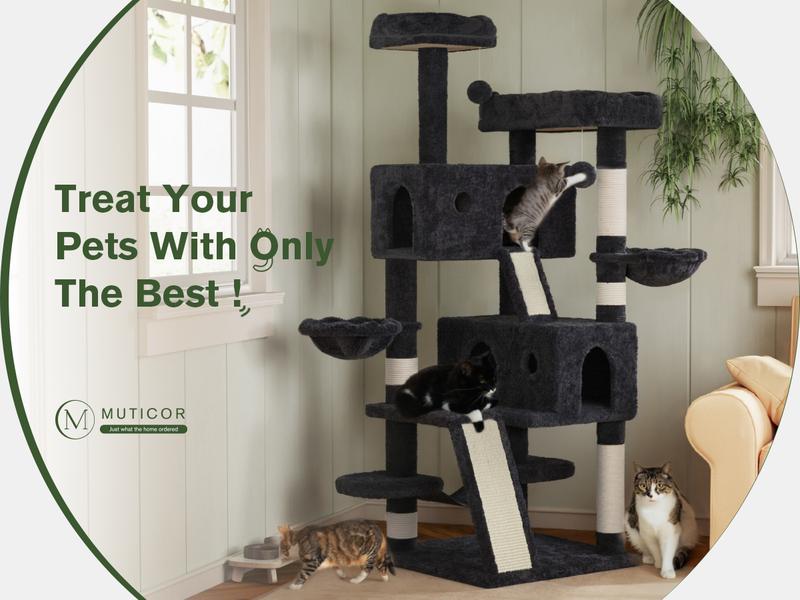 MUTICOR 65in Multi-Level Cat Tree Tower for Indoor Big Cats with Cozy Plush Perches,Cat Condo,Sisal Scratching Posts & Hammock and Baskets#TikTokShopBlackFriday #ChristmasGifts