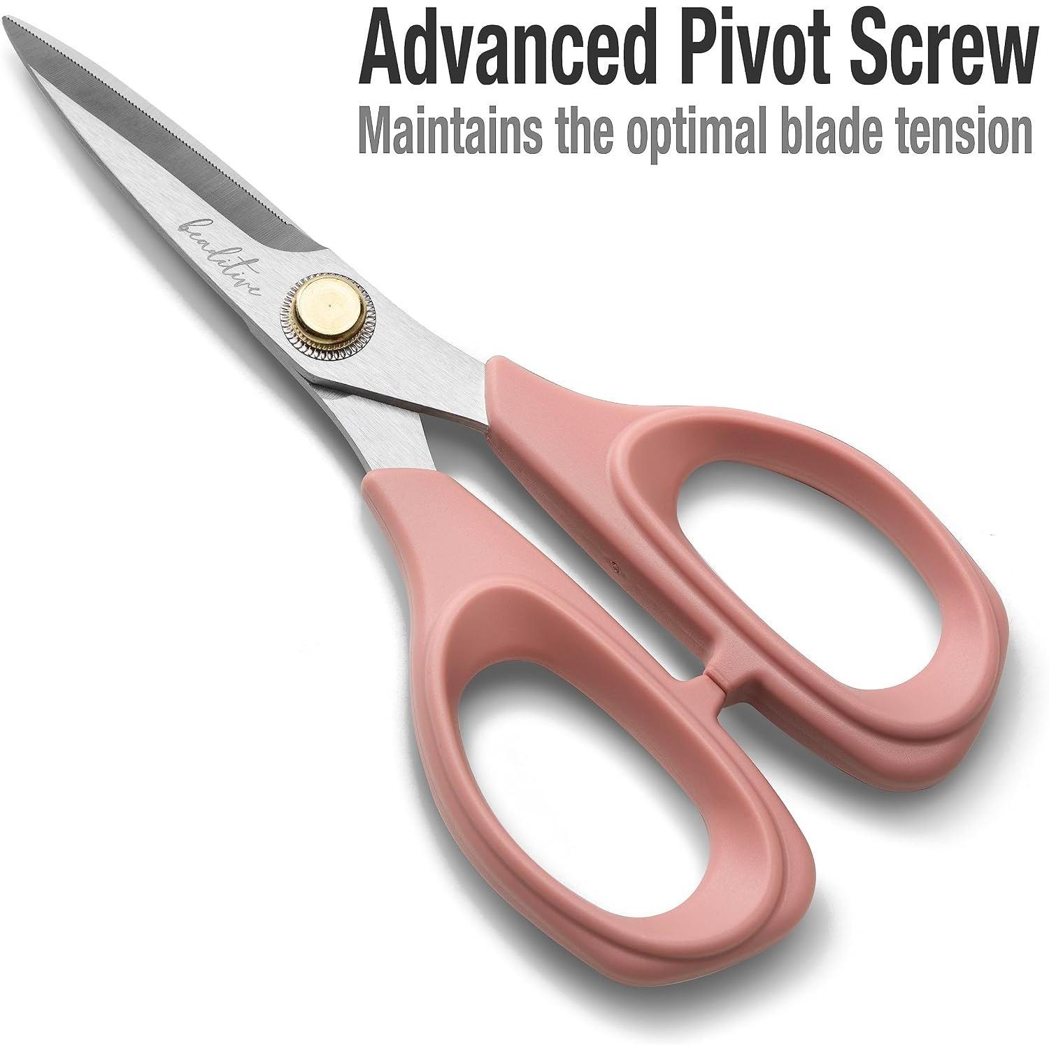 Sewing  - 6-Inch Stainless Steel Fabric  - Professional  With Serrated  for Cloth  & Quilting - Comfortable Craft Tailor & Dressmaker Shears – Light Coral