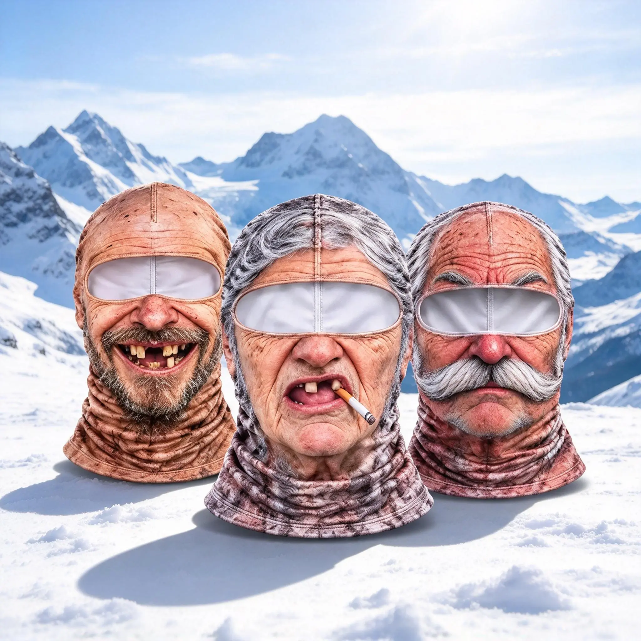 3PCS Men Women Funny 3D Printed Balaclava Mask, Cycling Motorcycle Full Face Cover Prank Novelty Winter Warm Mask