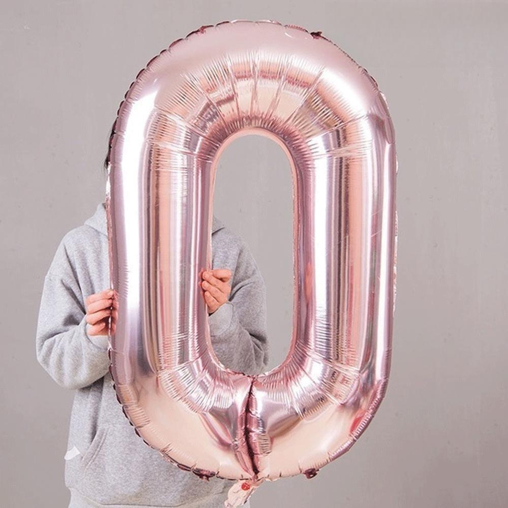 Romantic Rose Gold 3D Number Balloons, Metallic Birthday Decor, Wedding Anniversary Backdrop, Photo Booth Props, Party Wall Decoration, Durable Foil Balloons for Celebration, Event Decorations.