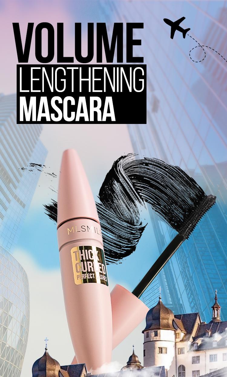 MLSMILE 2-color mascara, thickening, lengthening, curling, smudge-proof and waterproof, suitable for creating length and volume, vegan, no animal testing, holiday gift for women.