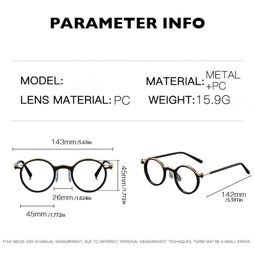 Retro Round Frame Glasses Mixed Material Design with Screw Hinge Classic Style Unisex Statement Eyewear for Daily and Trendy Outfits