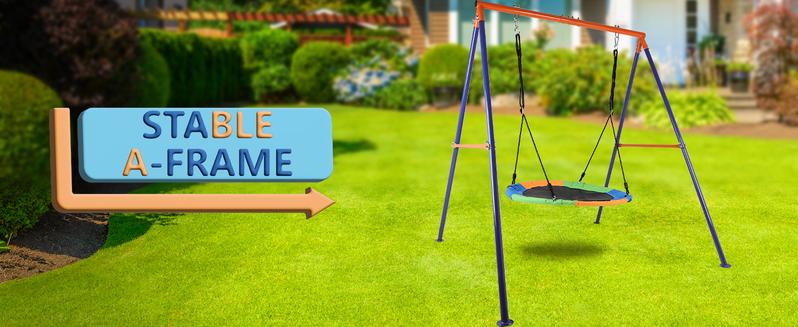 440lbs Swing Set with 40 Inch Saucer Tree Swing and Heavy Duty A-Frame Metal Stand (With basketball hoop) fun Outdoor Play Equipment Playground Equipment