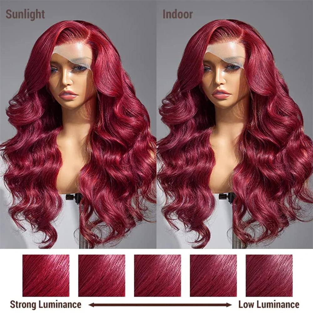 Bling Hair Human Hair Wigs Color 33# 99J 4# Nature Color Wigs 13x6 Body Wave  Lace Frontal Wig 180% Density Transparent Lace Front Wigs For Women