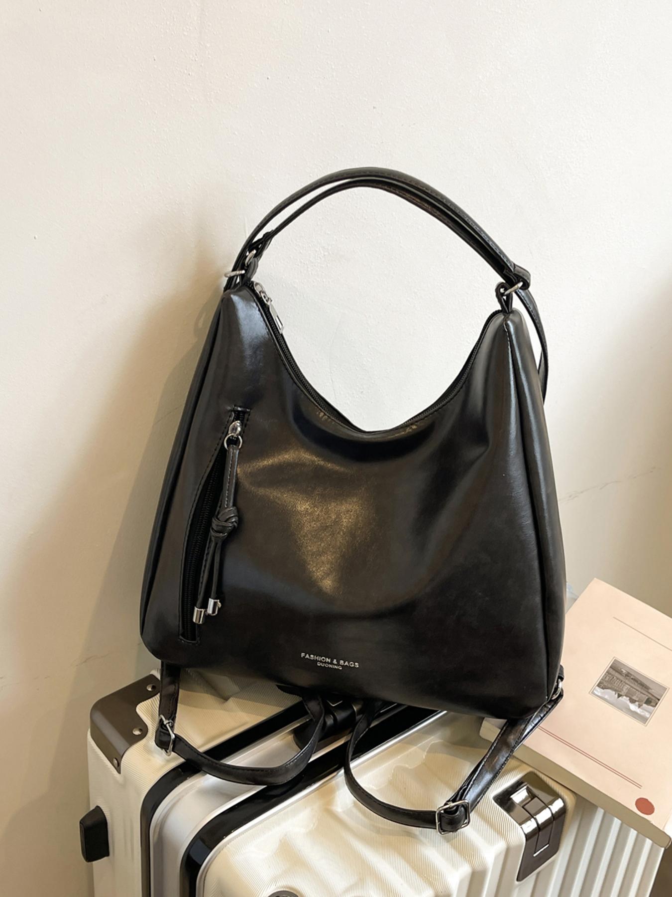 Simple and casual versatile texture shoulder bag, fashionable and personalized niche large capacity backpack, with external zipper pocket design, can accommodate tablets and headphones, suitable for commuting and shopping, Stylish Daypacks