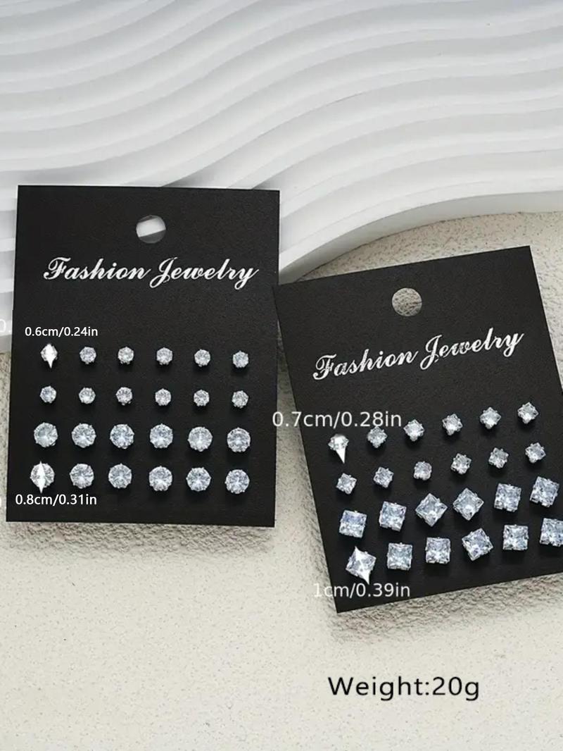 Rhinestone Decorated Stud Earrings Set, Fashionable Jewelry for Women & Men, Trendy All-match & Exquisite Jewelry for Birthday Gift, Ear Studs