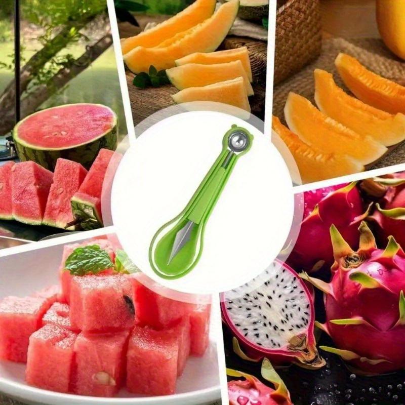 4pcs 3-In-1 Fruit Ball Digger, Melon and Fruit Corer, Seed Remover, Peeler, Stainless Steel Multi-Function Melon Cutter, Carving Knife