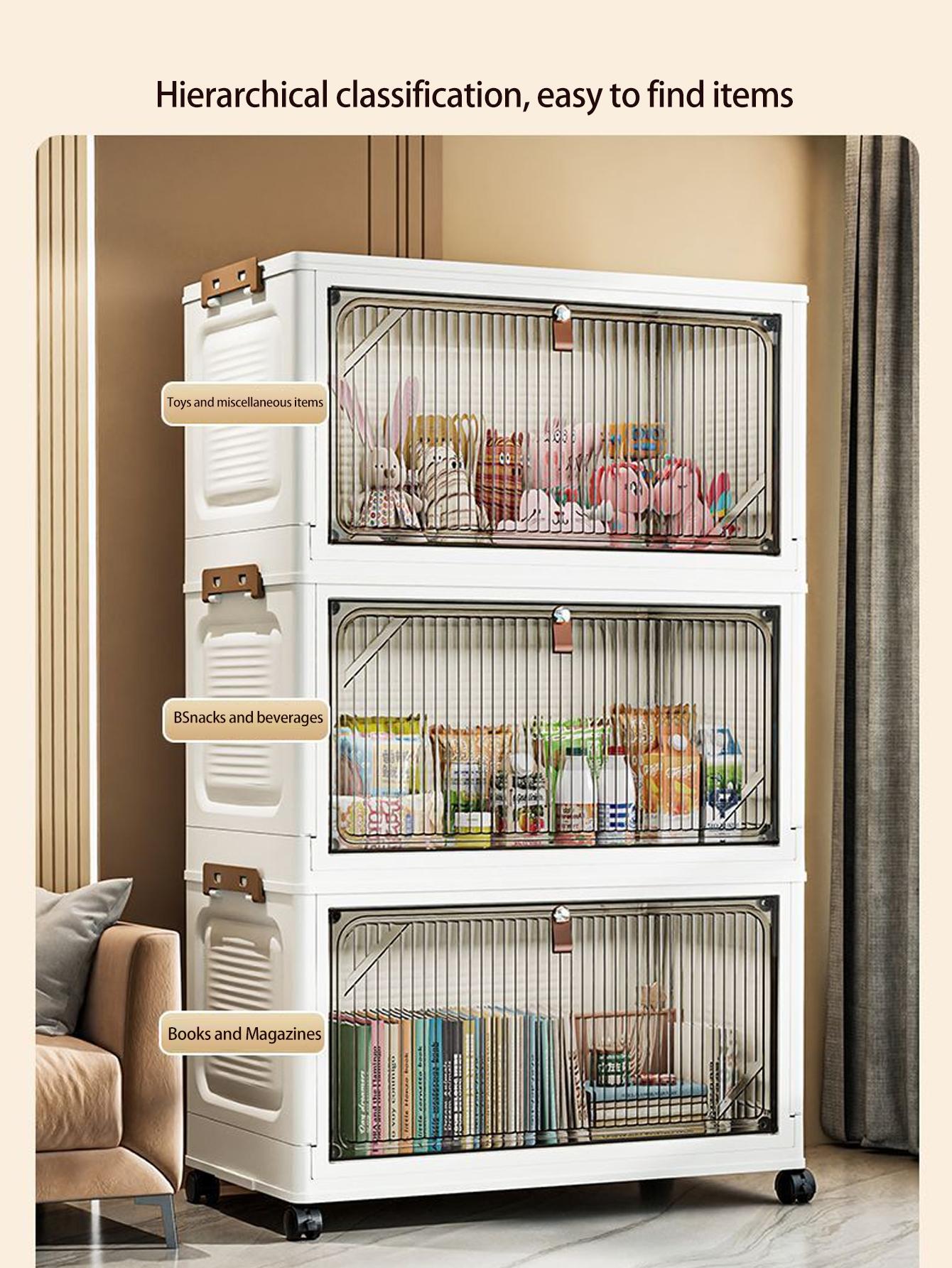 Large Capacity Foldable Storage Box, Collapsible Storage Box, Plastic Mobile Wardrobe Organizer, Clothes Sorting Cabinet, Space-Saving Design for Home Use