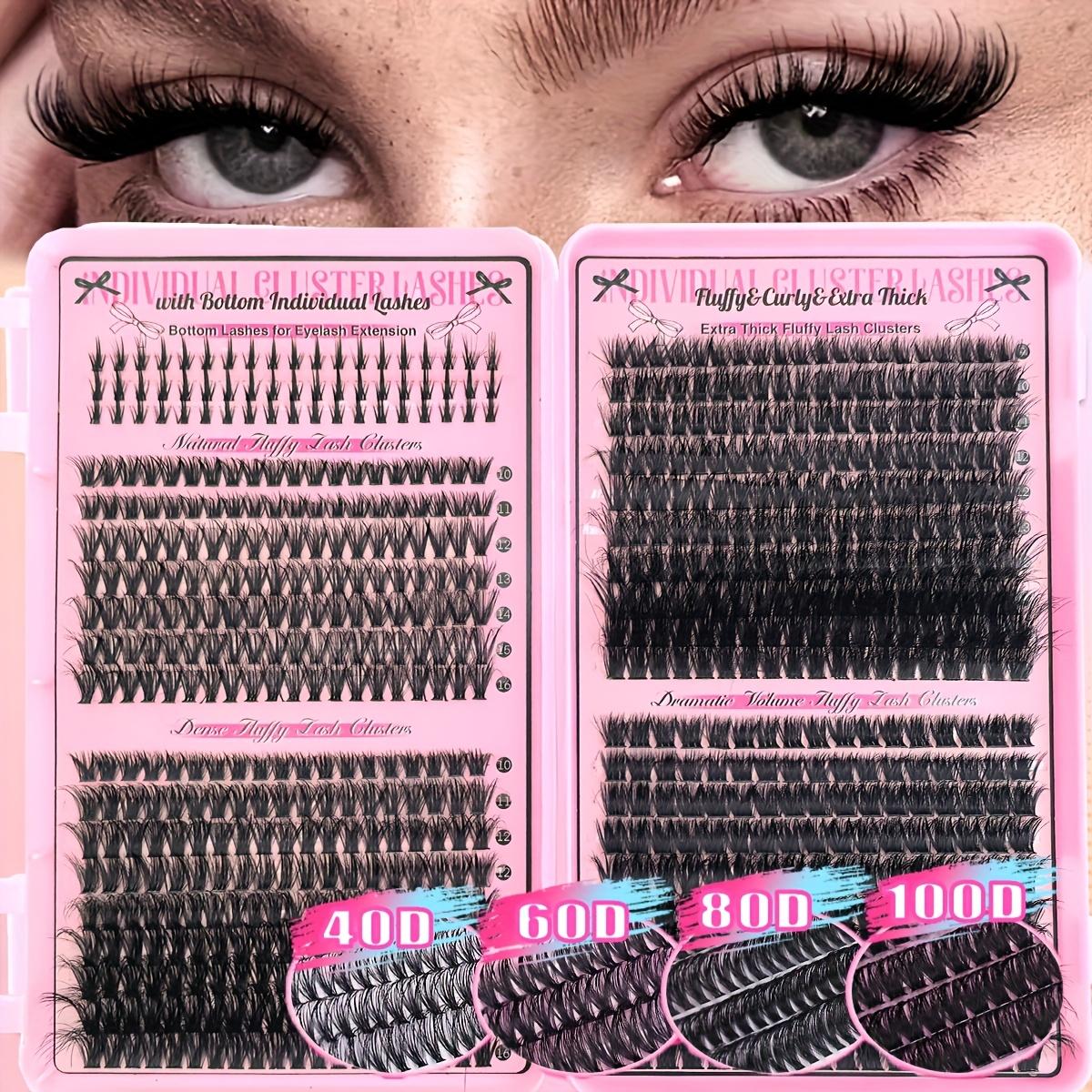 Lash Extension Fluffy Eyelash Extension Thick Lash Clusters Extensions Wispy Individual Lashes D Curl Lash Extension 40D 60D 80D 100D Mixed, 9-16mm.Extra Thick Fluffy Natural Style, Reusable Individual False Lashes Daily, Cosplay & Festivals