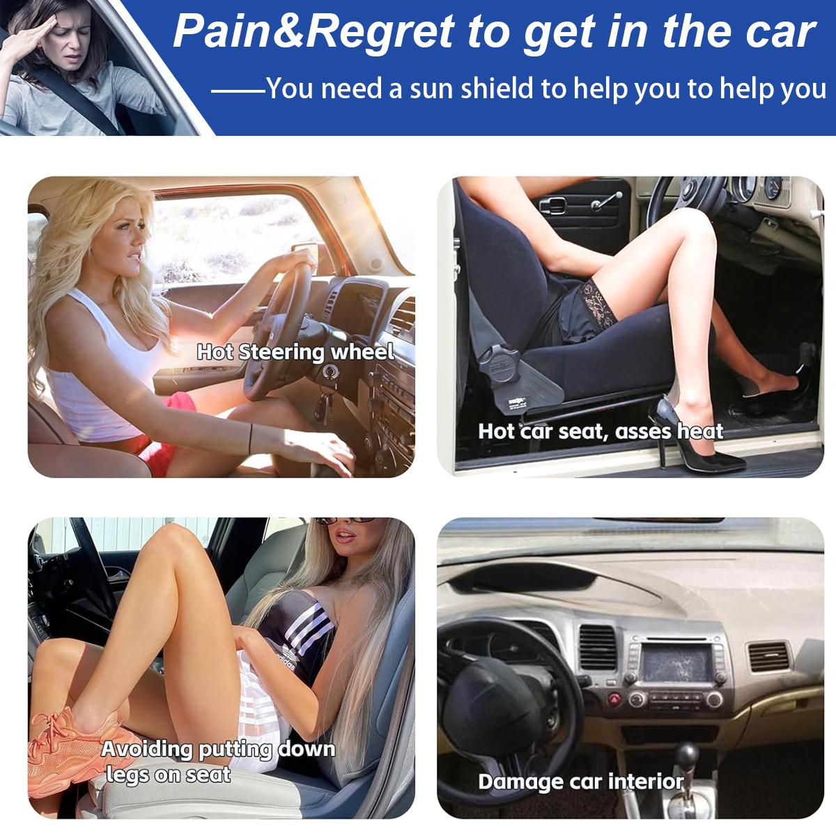 Canvcle Windshield Sun Shade for Honda Civic 2006-2024 Foldable Sun Visor Protector Blocks UV Rays Keeps Car Cooler Double Thickness Material