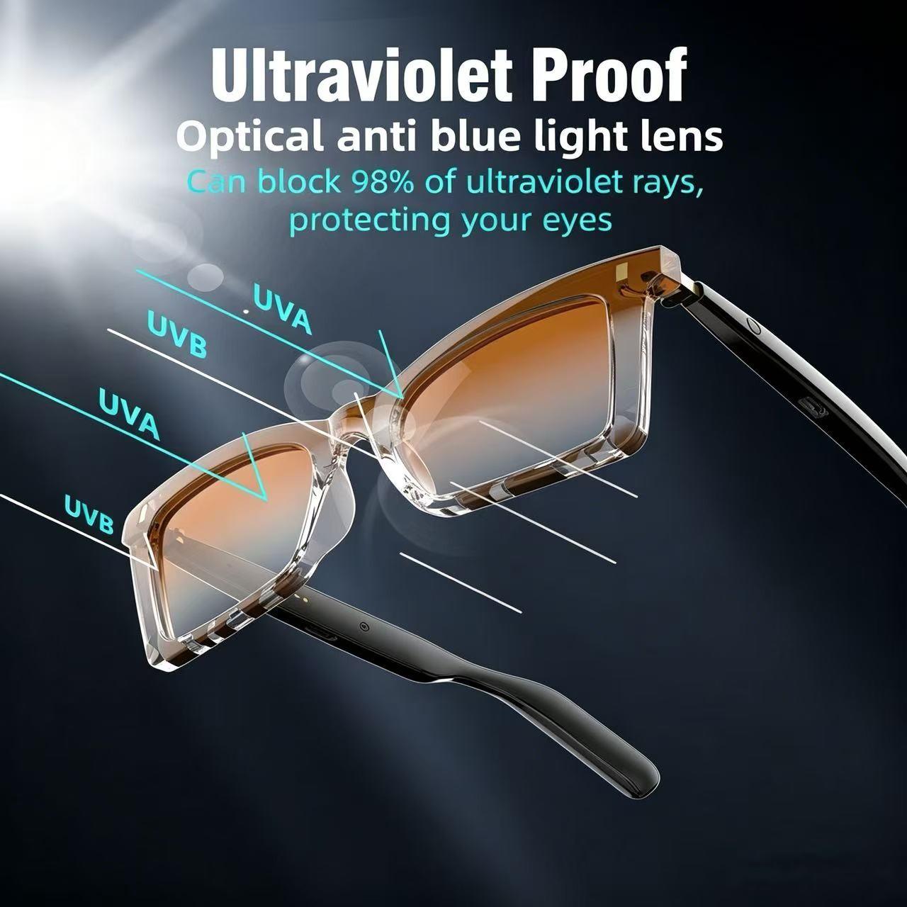 Half Frame Smart Bluetooth-compatible Sunglasses, Hands-Free Call Touch Control, Anti-Glare Lenses, Daily Commute Driving Glasses