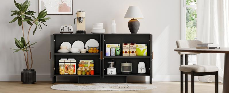 【Valentine's Day gift】ONBRILL 48 Inches Buffet Cabinet with Storage, Farmhouse Sideboard Buffet w/2 Drawers and 3 Doors, Wood Coffee Bar Cabinet with Adjustable Shelves, Sideboard Storage for Kitchen, Living Room