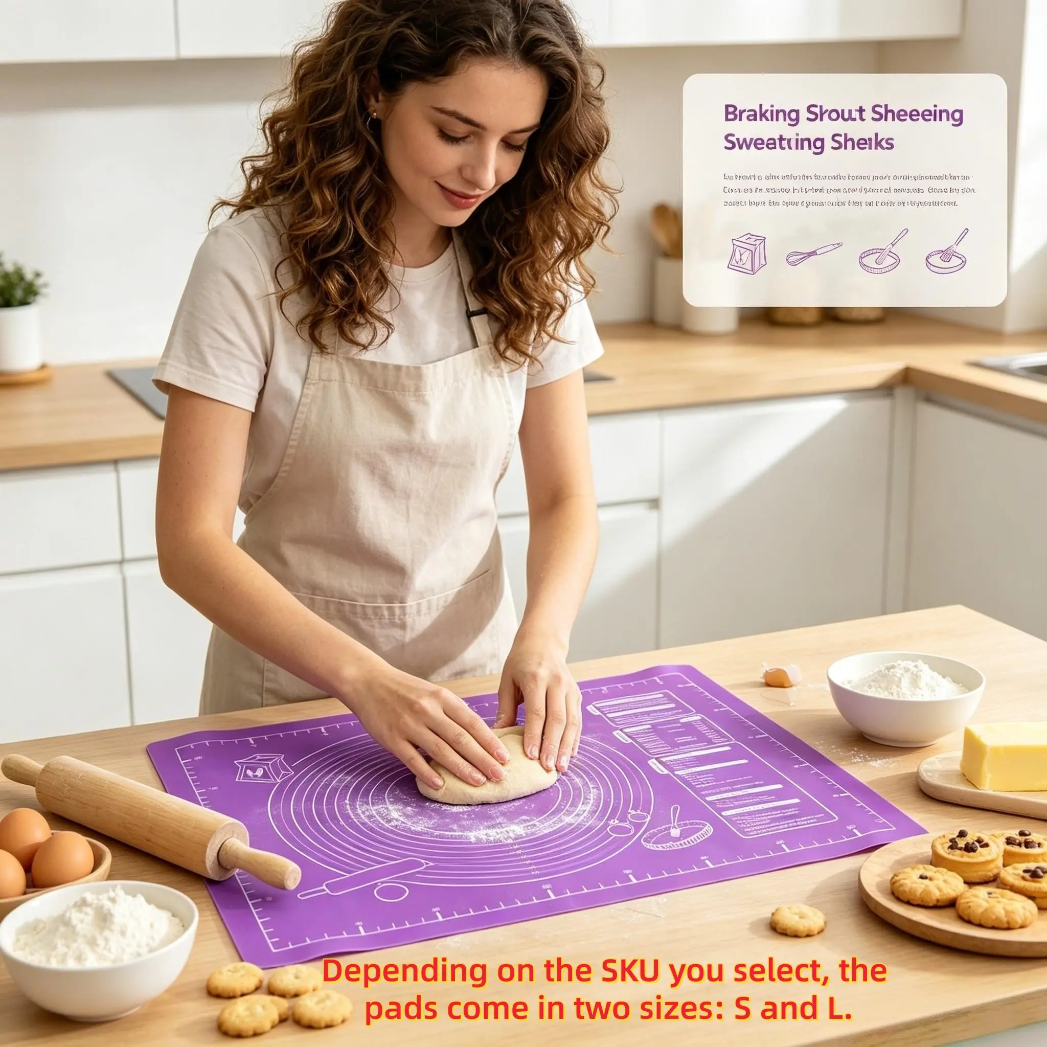 1 piece, Multi-functional Non-Stick Pastry Mat, Dough-Rolling Mat, Baking Utensils, Baking Supplies, Cutting Board Mat with Measurement Markings, for baking and rolling dough, Ideal for pies, cookies, and more, kitchen gadget for holidays including Hallo
