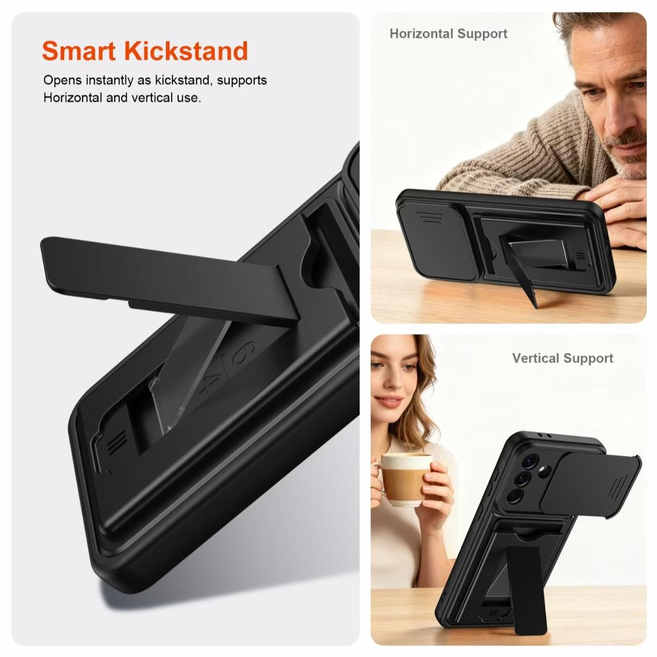 FOR Samsung Galaxy S26 Ultra ,S26PLUS,S26,A57/A56/A37/A36/A27/A26/A17 Case, Push-Pull Lens Cover, Card Slot, Hidden Stand, Dust-Proof, Scratch-Resistant, Dual-Sided Support