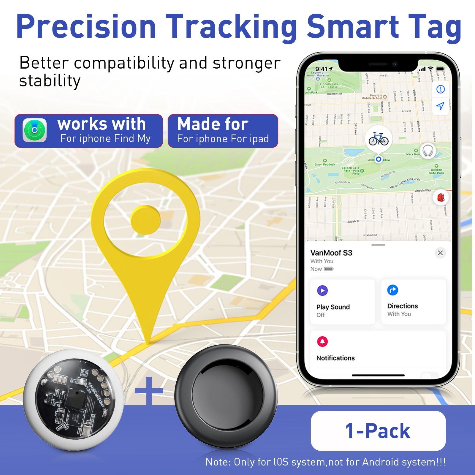 1PC Transparent Vehicle Tracker with Magnetic Case, No Monthly Fee, Global Tracking, Supports Apple Find My iOS System, Fits Cars Bikes Motorcycles Pets Luggage Personal Items