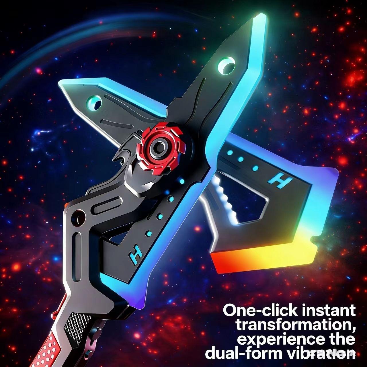 In Stock 2 in 1 Cyberpunk Sword Axe Lightsaber Toy with Sound & Fog, Eight-Color Streaming Light Effect, Type-C Rechargeable for Rave, Cosplay & Display Perfect Easter Gift