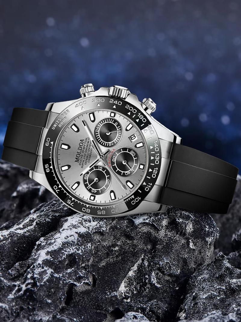 Men's Business Fashion Round Dial Analog Quartz Watch, Modern Fashionable Wristwatch, Fashion Watch for Party, Daily Clothing Decor, Trendy All-match & Exquisite Watch for Birthday Gift with Box